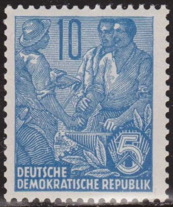 Alemania DDR 1953 Scott 159 Sello ** Trabajadores Maquinistas 10pf Timbre Allemagne Germania Germany Alemagne Deutschland